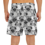 Doodle Sheep Pattern Print Men's Split Running Shorts