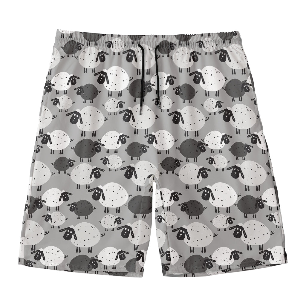Doodle Sheep Pattern Print Men's Swim Trunks