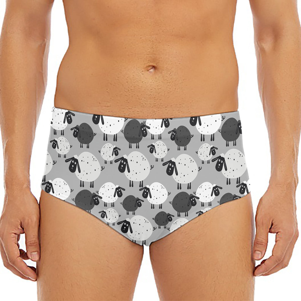 Doodle Sheep Pattern Print Men's Triangle Swim Briefs