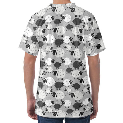 Doodle Sheep Pattern Print Men's Velvet T-Shirt