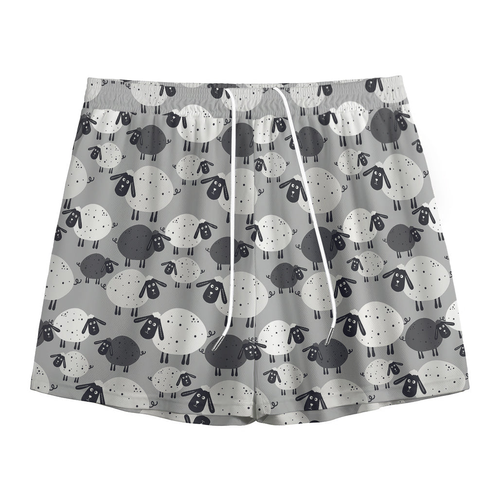 Doodle Sheep Pattern Print Mesh Shorts