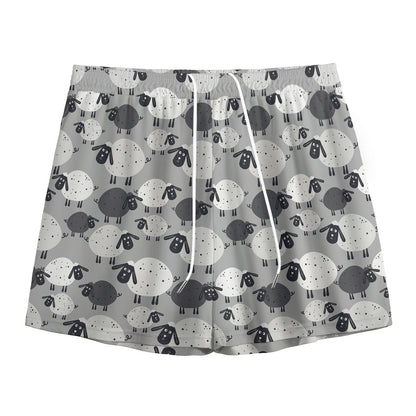 Doodle Sheep Pattern Print Mesh Shorts