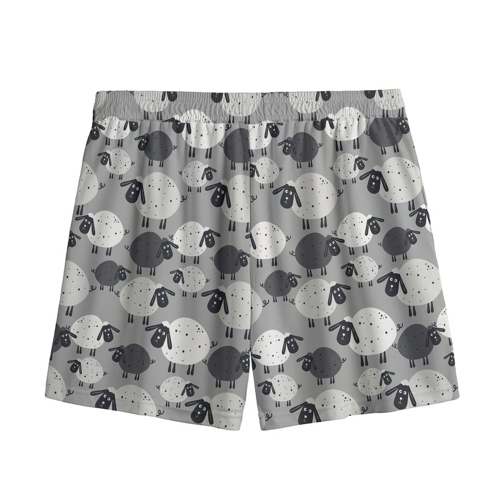 Doodle Sheep Pattern Print Mesh Shorts