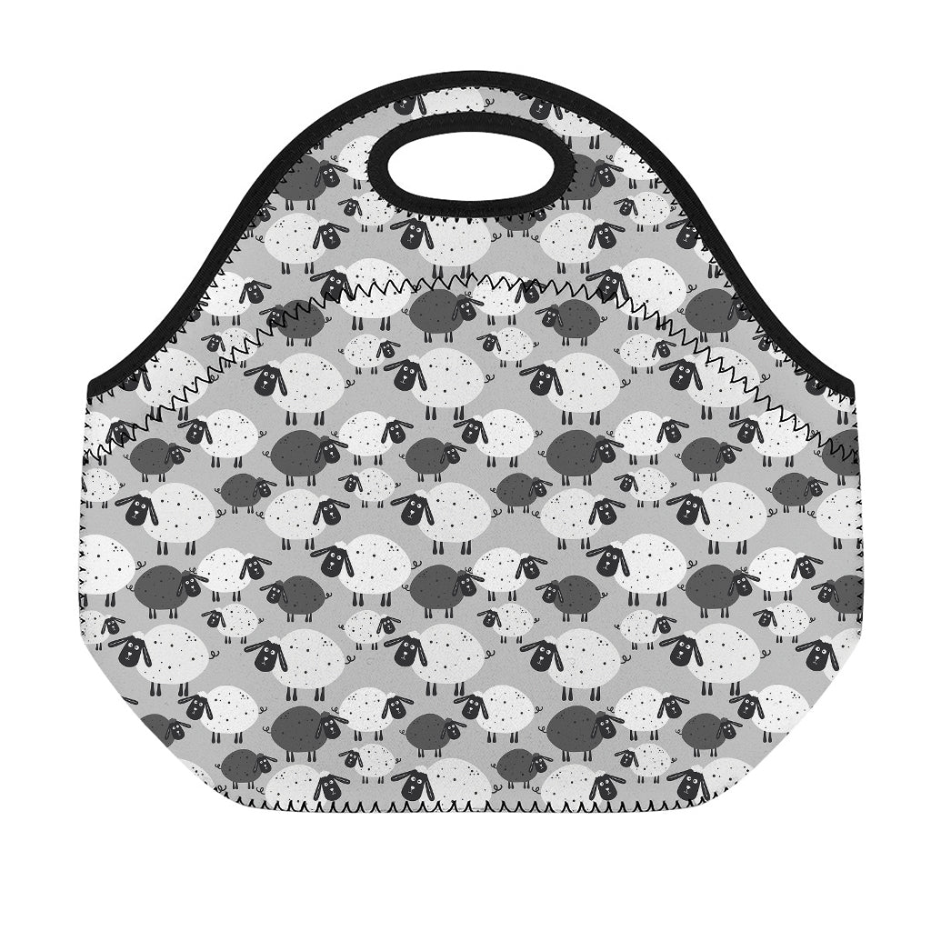 Doodle Sheep Pattern Print Neoprene Lunch Bag