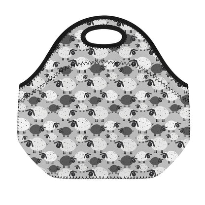 Doodle Sheep Pattern Print Neoprene Lunch Bag
