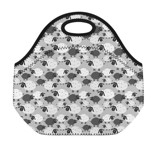 Doodle Sheep Pattern Print Neoprene Lunch Bag