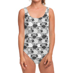 Doodle Sheep Pattern Print One Piece Swimsuit