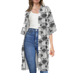 Doodle Sheep Pattern Print Open Front Beach Cover Up