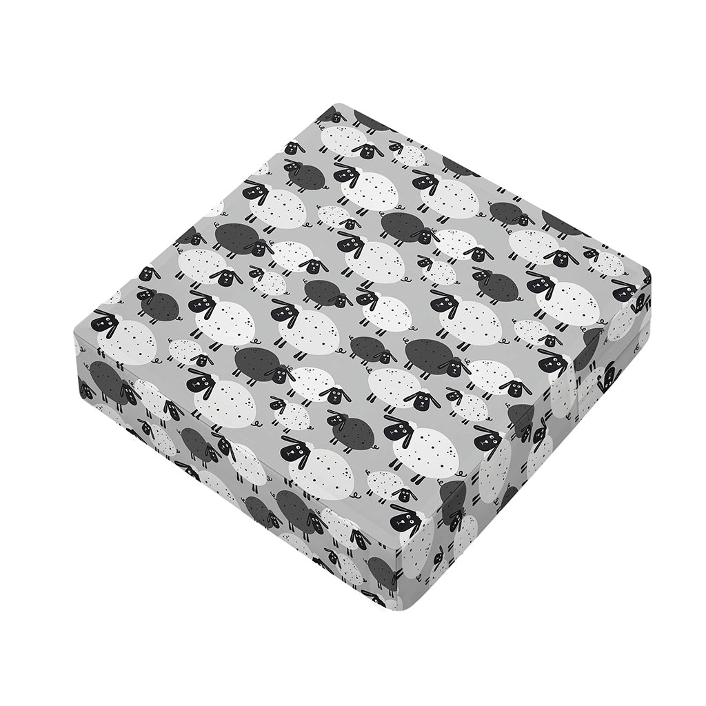 Doodle Sheep Pattern Print Outdoor Seat Cushion Cover