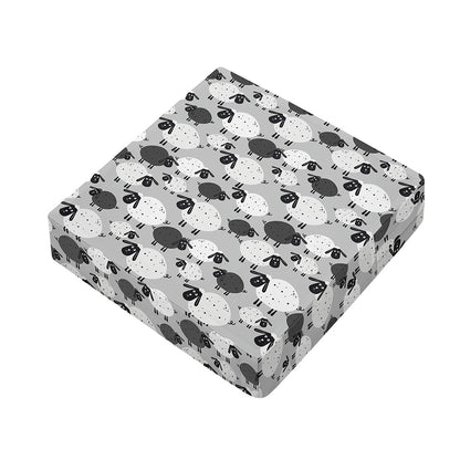 Doodle Sheep Pattern Print Outdoor Seat Cushion Cover