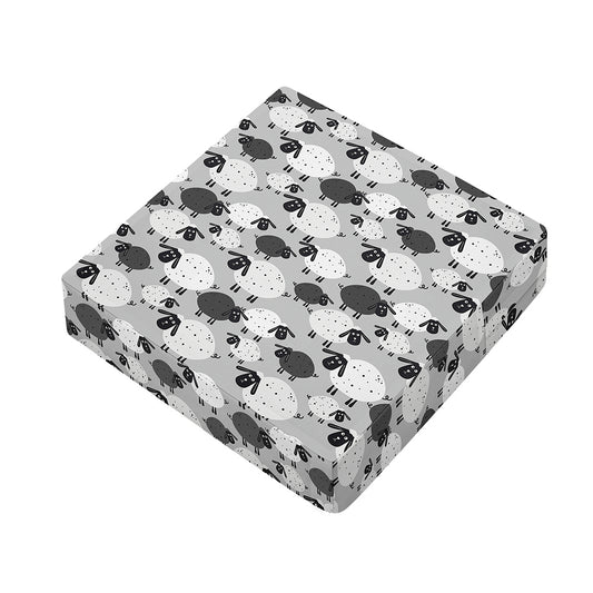 Doodle Sheep Pattern Print Outdoor Seat Cushion Cover