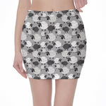 Doodle Sheep Pattern Print Pencil Mini Skirt