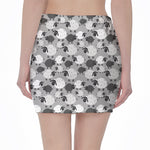 Doodle Sheep Pattern Print Pencil Mini Skirt
