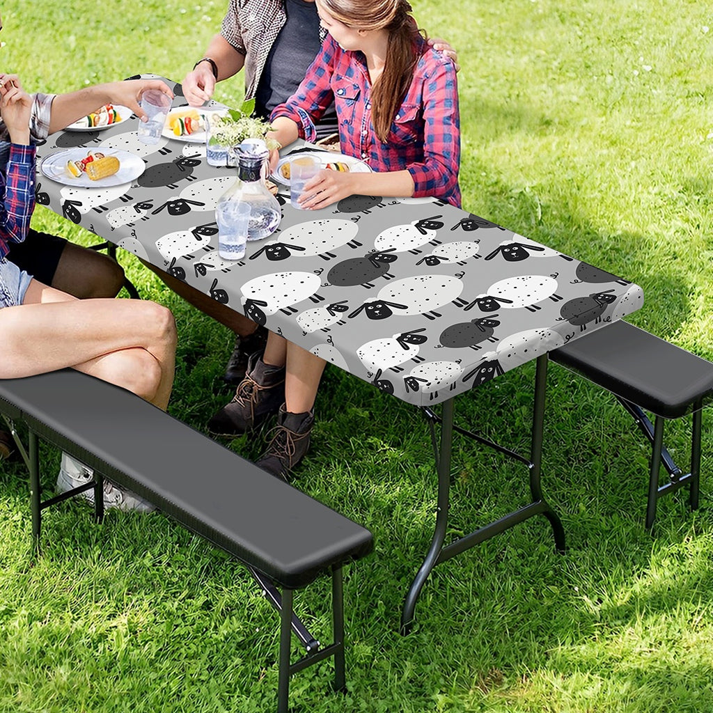 Doodle Sheep Pattern Print Picnic Table Cover