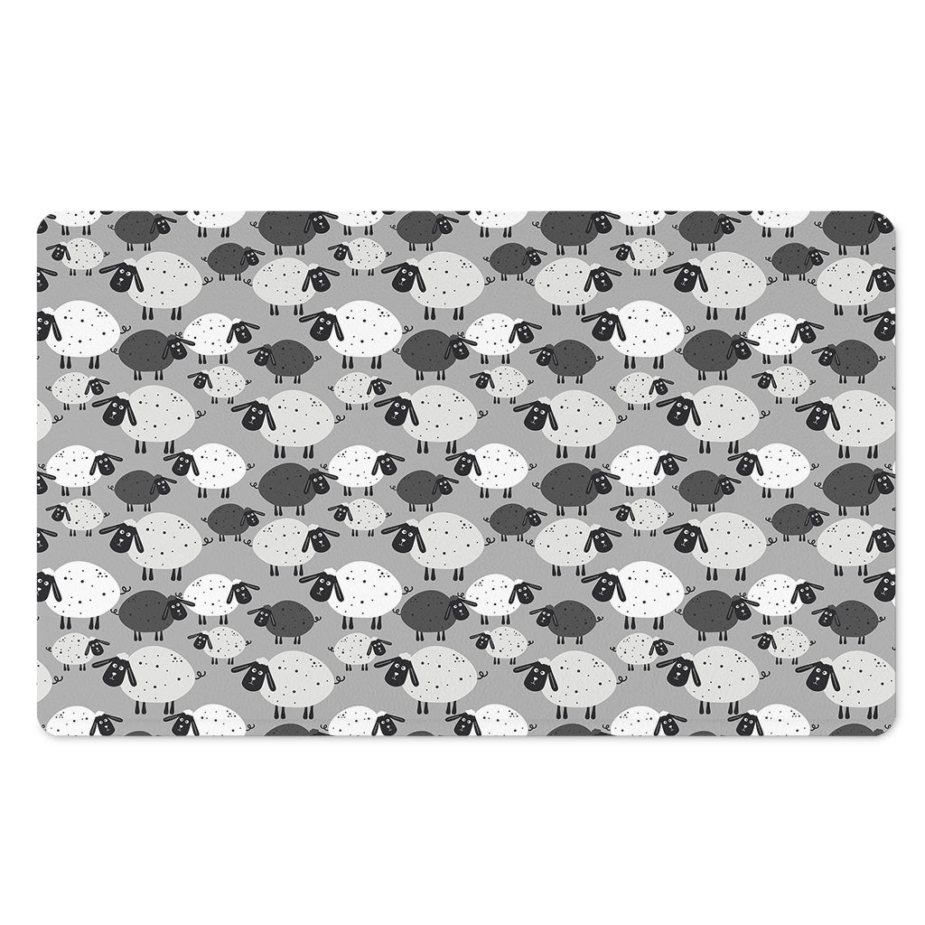 Doodle Sheep Pattern Print Polyester Doormat