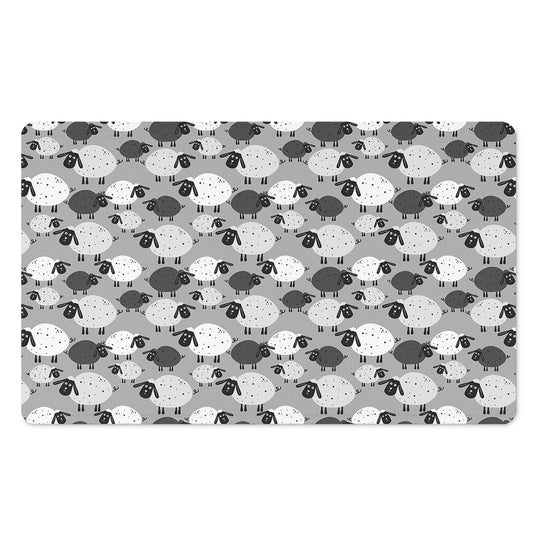 Doodle Sheep Pattern Print Polyester Doormat