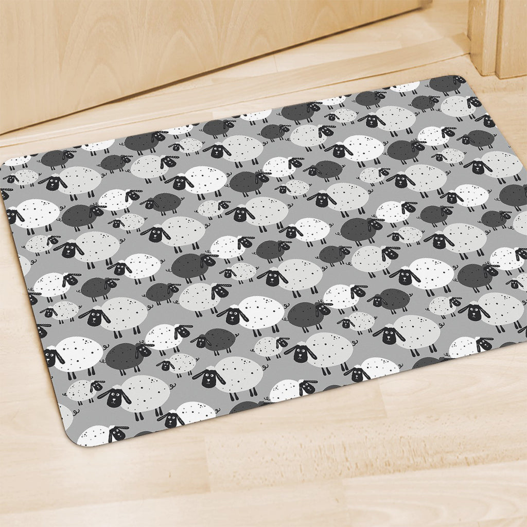 Doodle Sheep Pattern Print Polyester Doormat