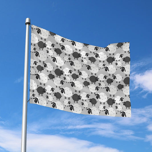 Doodle Sheep Pattern Print Polyester Flag