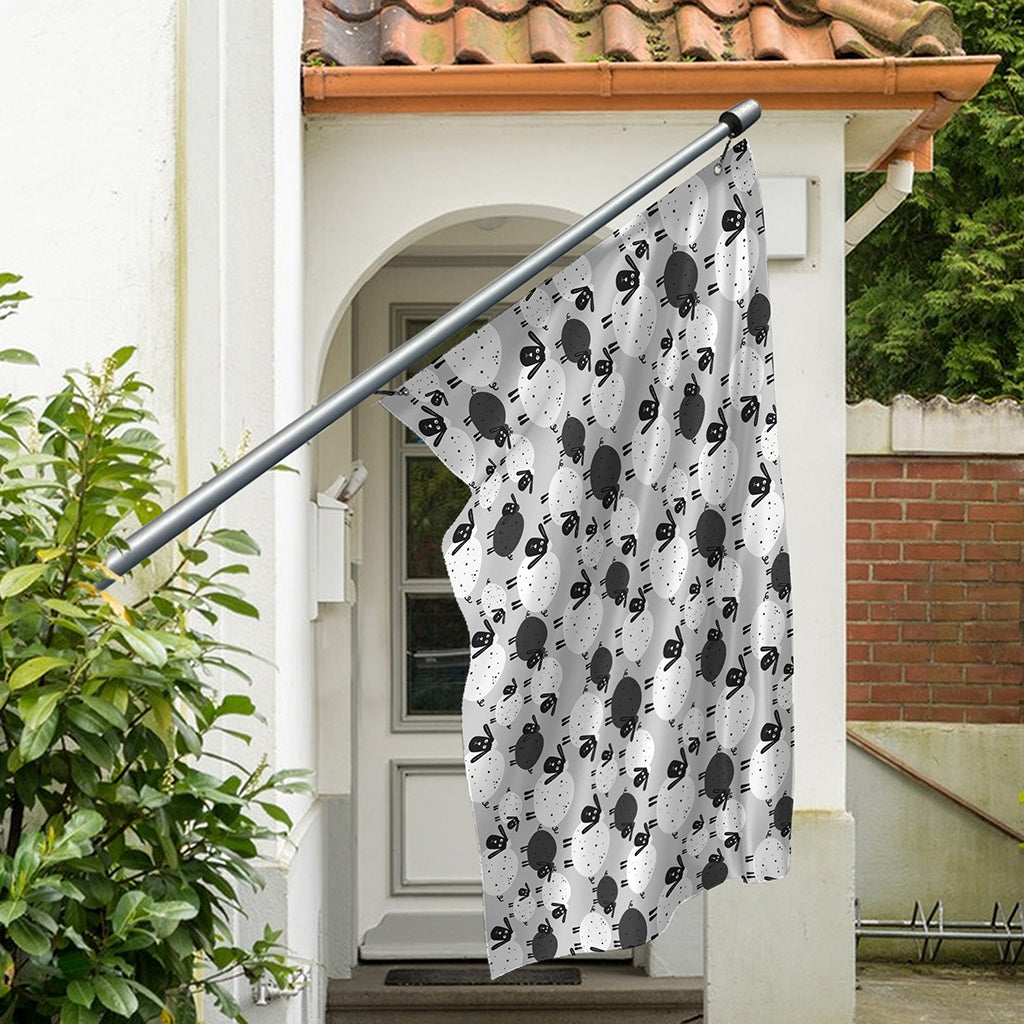 Doodle Sheep Pattern Print Polyester Flag