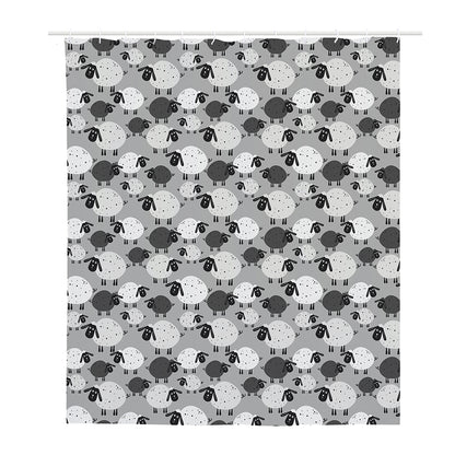 Doodle Sheep Pattern Print Polyester Shower Curtain