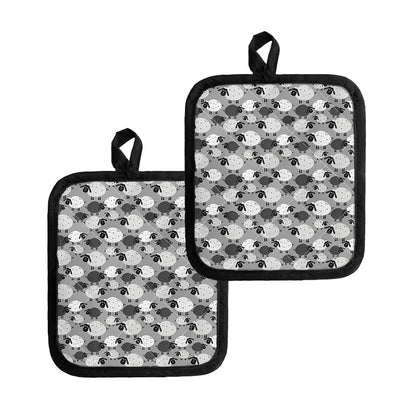 Doodle Sheep Pattern Print Pot Holders