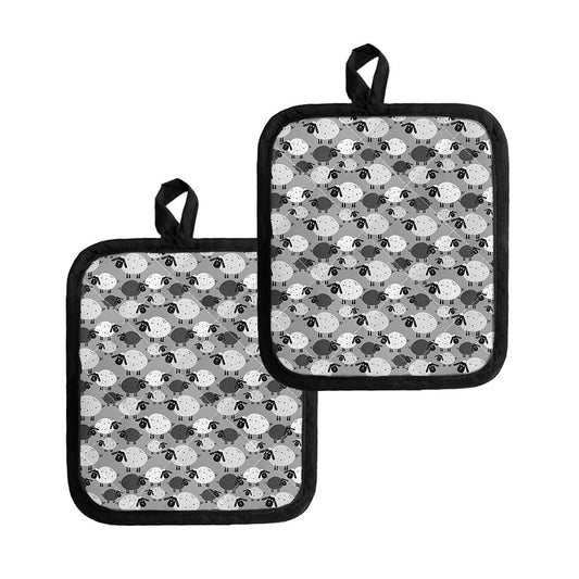 Doodle Sheep Pattern Print Pot Holders