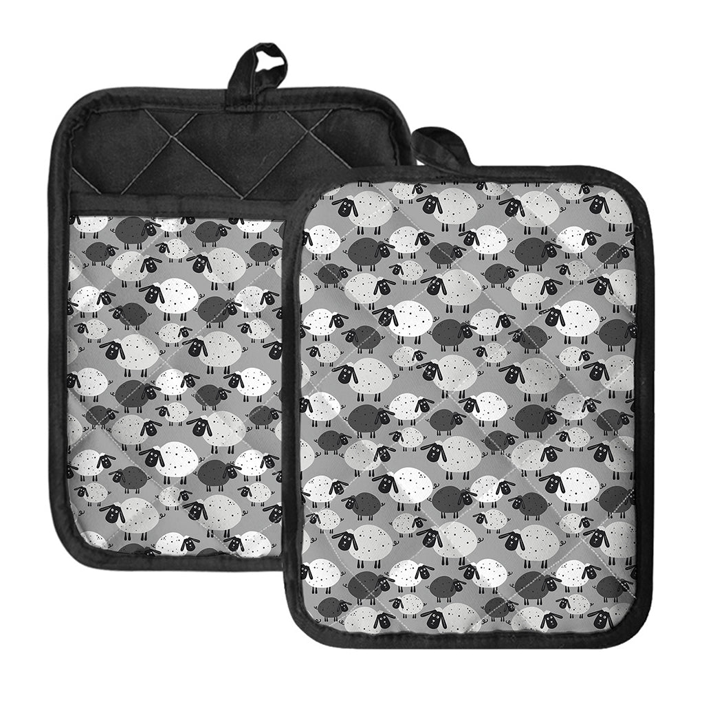 Doodle Sheep Pattern Print Pot Holders With Pocket