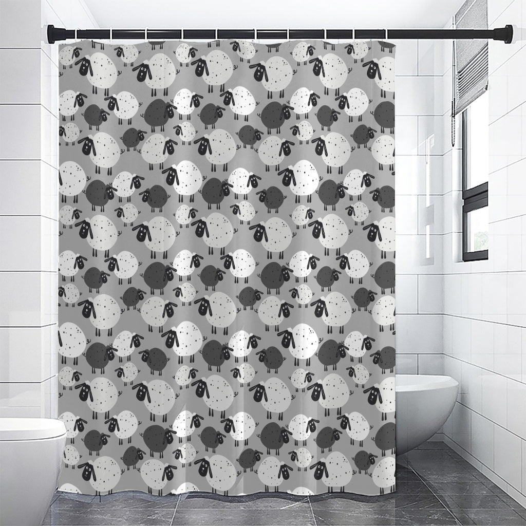 Doodle Sheep Pattern Print Premium Shower Curtain