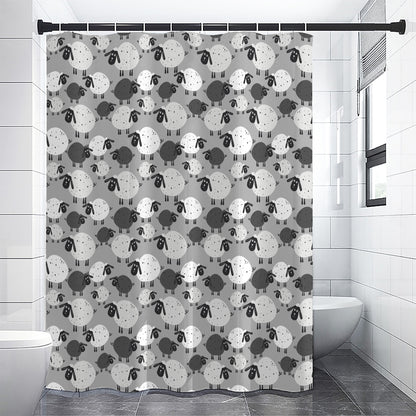 Doodle Sheep Pattern Print Premium Shower Curtain