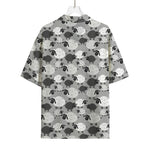 Doodle Sheep Pattern Print Rayon Hawaiian Shirt