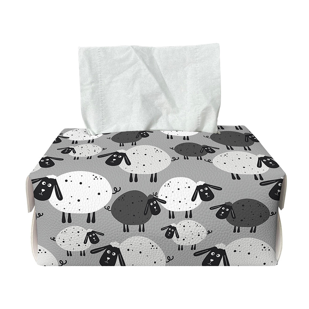 Doodle Sheep Pattern Print Rectangle Tissue Box Cover