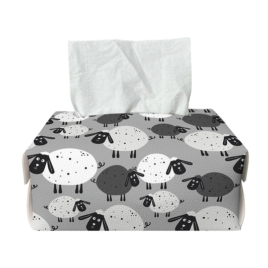 Doodle Sheep Pattern Print Rectangle Tissue Box Cover