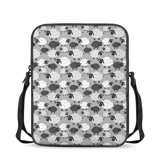 Doodle Sheep Pattern Print Rectangular Crossbody Bag