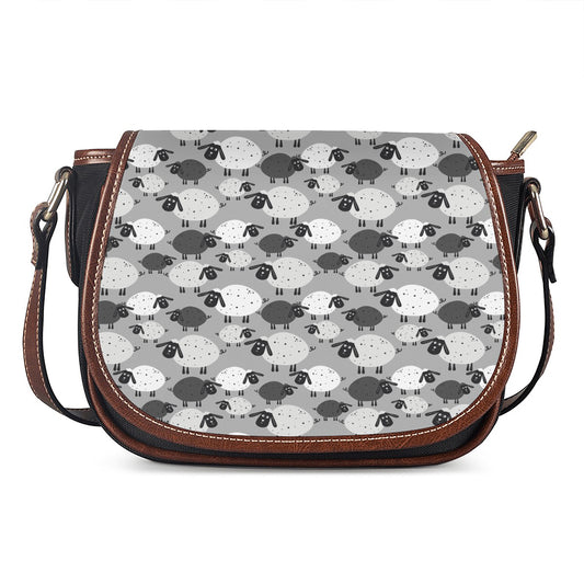 Doodle Sheep Pattern Print Saddle Bag