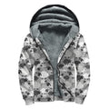 Doodle Sheep Pattern Print Sherpa Lined Zip Up Hoodie
