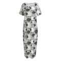Doodle Sheep Pattern Print Short Sleeve Long Nightdress