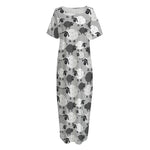 Doodle Sheep Pattern Print Short Sleeve Long Nightdress