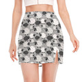 Doodle Sheep Pattern Print Side Slit Mini Skirt