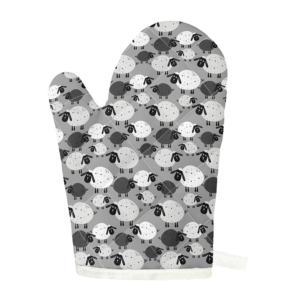 Doodle Sheep Pattern Print Single Oven Mitt