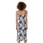 Doodle Sheep Pattern Print Slim Fit Midi Cami Dress