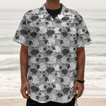 Doodle Sheep Pattern Print Textured Short Sleeve Shirt