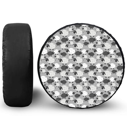 Doodle Sheep Pattern Print Tire Cover