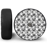 Doodle Sheep Pattern Print Tire Cover With Camera Hole