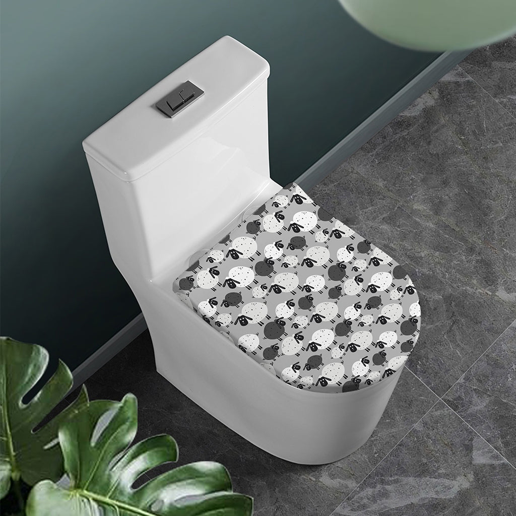 Doodle Sheep Pattern Print Toilet Lid Cover