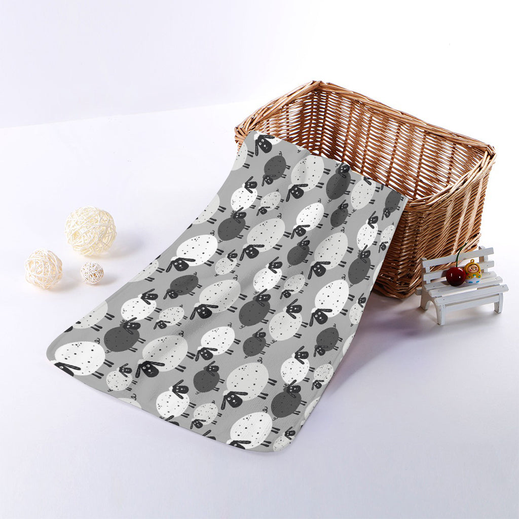 Doodle Sheep Pattern Print Towel