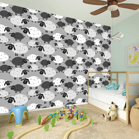 Doodle Sheep Pattern Print Wall Sticker