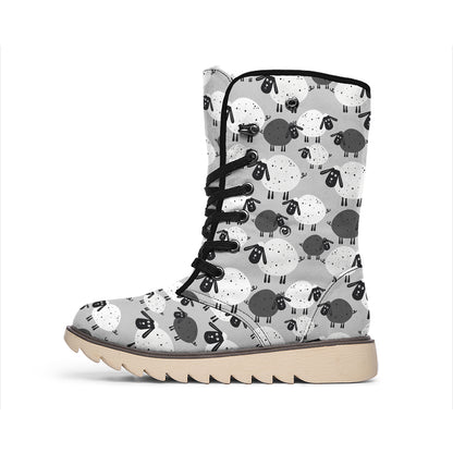 Doodle Sheep Pattern Print Winter Boots