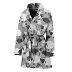 Doodle Sheep Pattern Print Women's Bathrobe