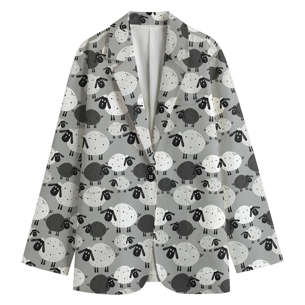 Doodle Sheep Pattern Print Women's Blazer