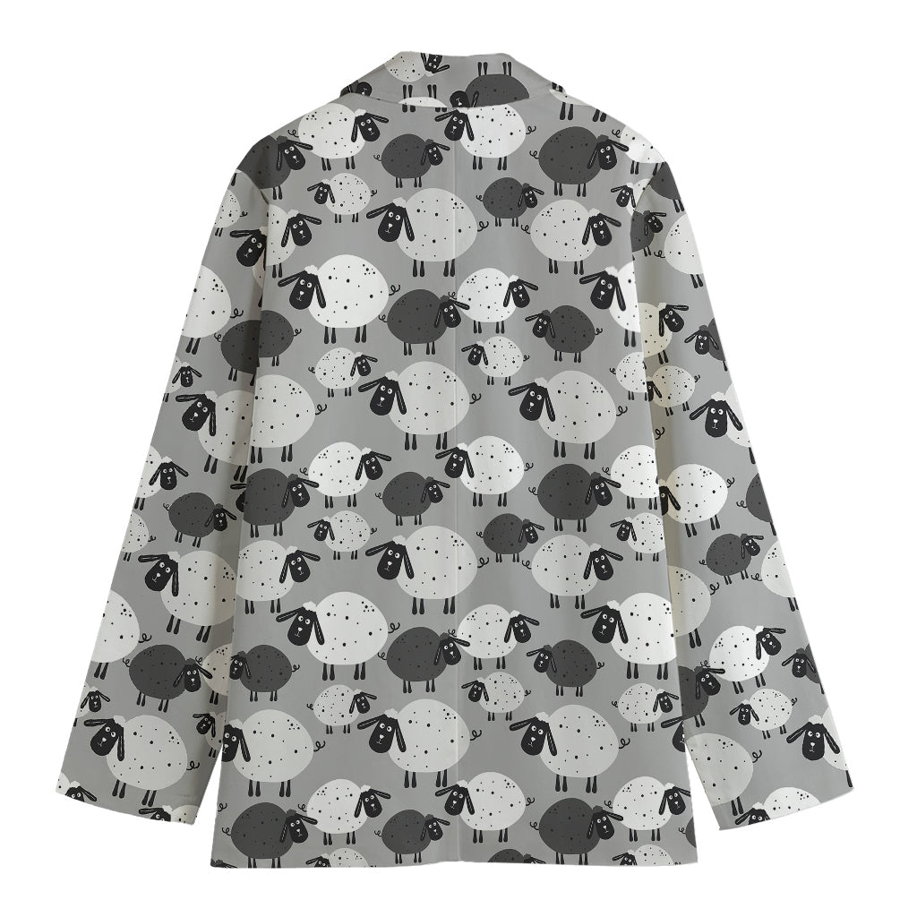 Doodle Sheep Pattern Print Women's Blazer
